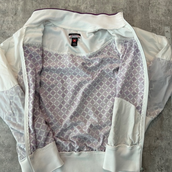 lightweight Antigua womens golf jacket white purple windbreaker with pockets L - Picture 6 of 6